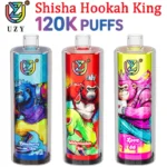 UZY 120K Puffs Shisha Hookah King Crystal Vape Shop 120000 enkratno Vaper na debelo LED zaslon